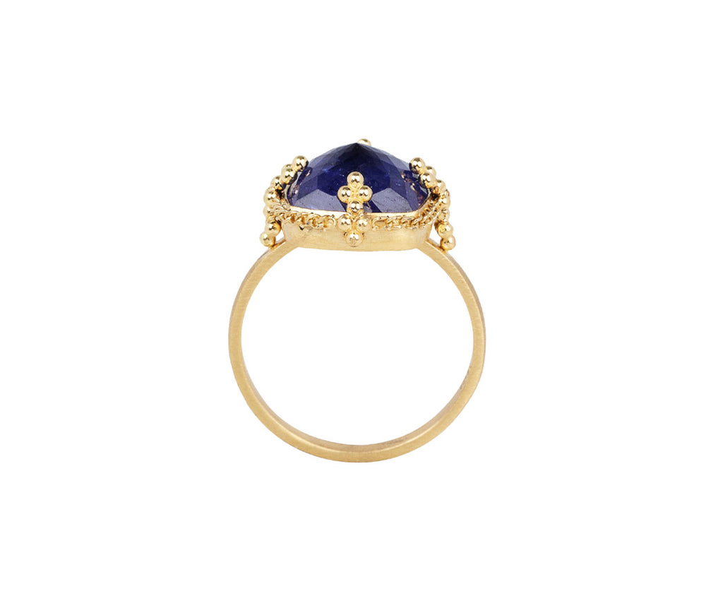 Amali Gold Braided Bezel Square Rose Cut Tanzanite Ring Top View