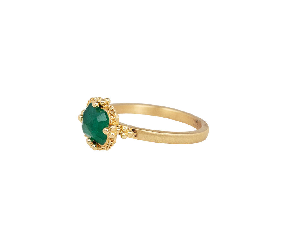 Amali Gold Braided Bezel Small Emerald Ring Side View