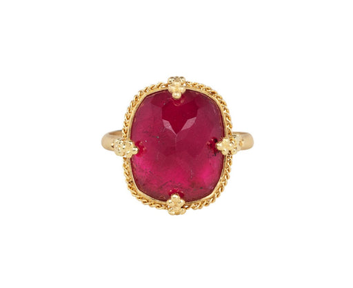 Amali Gold Braided Bezel Inverted Pink Tourmaline Ring
