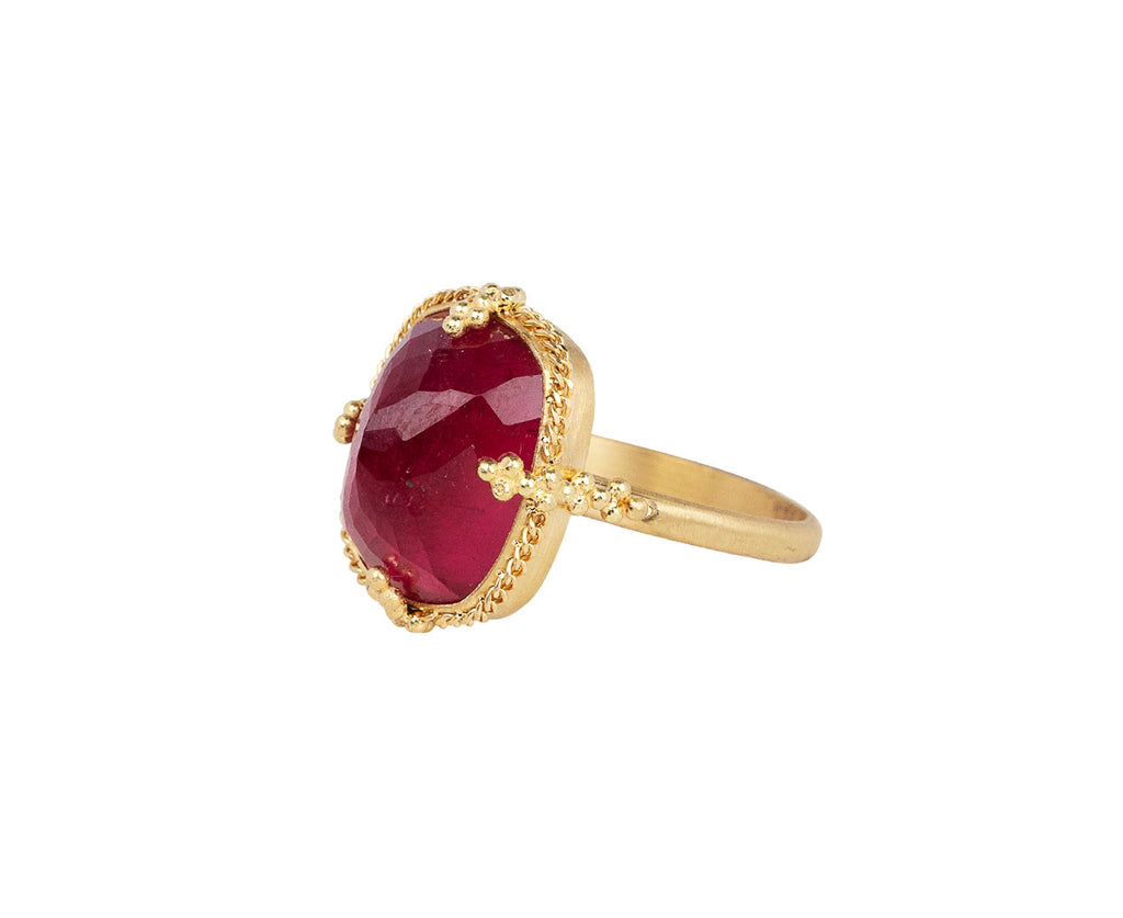 Amali Gold Braided Bezel Inverted Pink Tourmaline Ring Side View