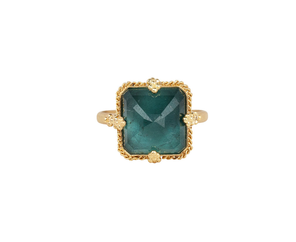 Amali Gold Braided Bezel Green Tourmaline Ring