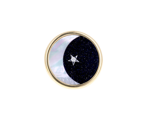 Mother of Pearl Aventurine Ora Moon Ring