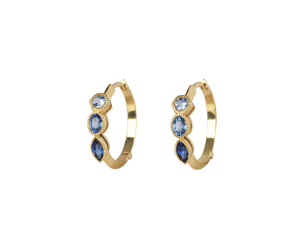 Blue Ombre Sapphire Lakshmi Hoop Earring