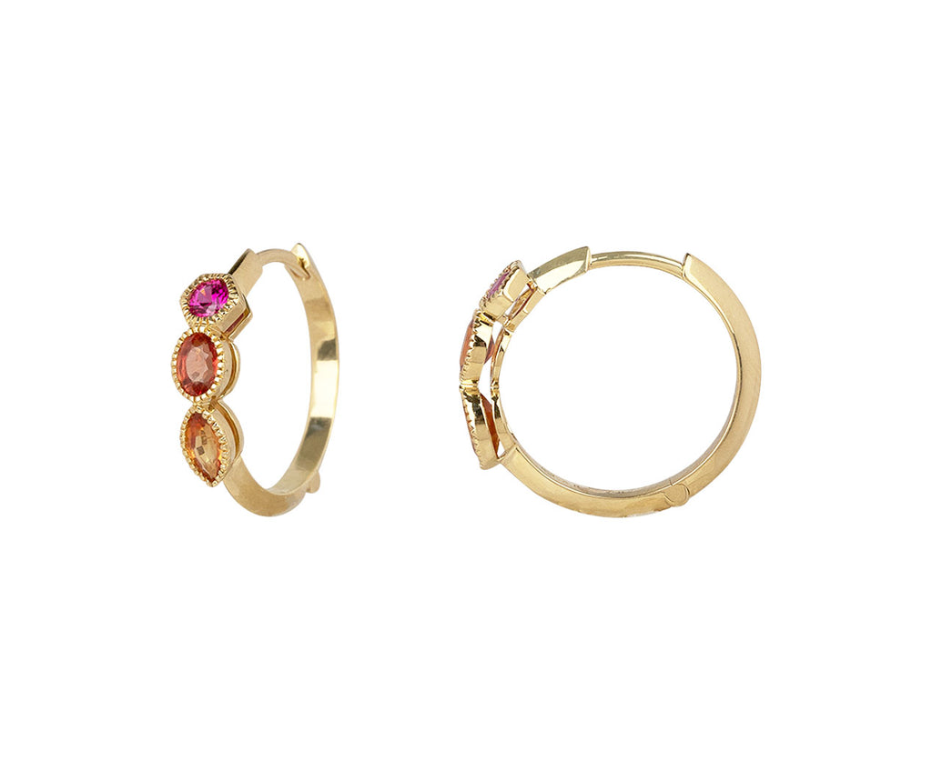Raspberry Sapphire Hoop Earrings