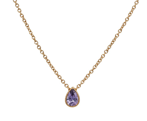 Ark Violet Sapphire Teardrop Lakshmi Pendant Necklace