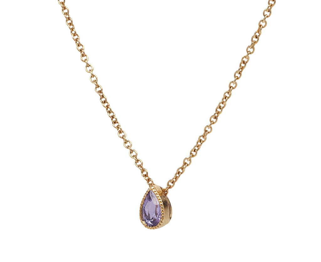 Ark Violet Sapphire Teardrop Lakshmi Pendant Necklace Side