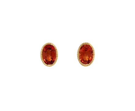 Orange Sapphire Oval Lakshmi Stud Earrings