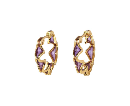 Double Bliss Violet Huggie Hoop Earrings