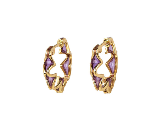 Double Bliss Violet Huggie Hoop Earrings