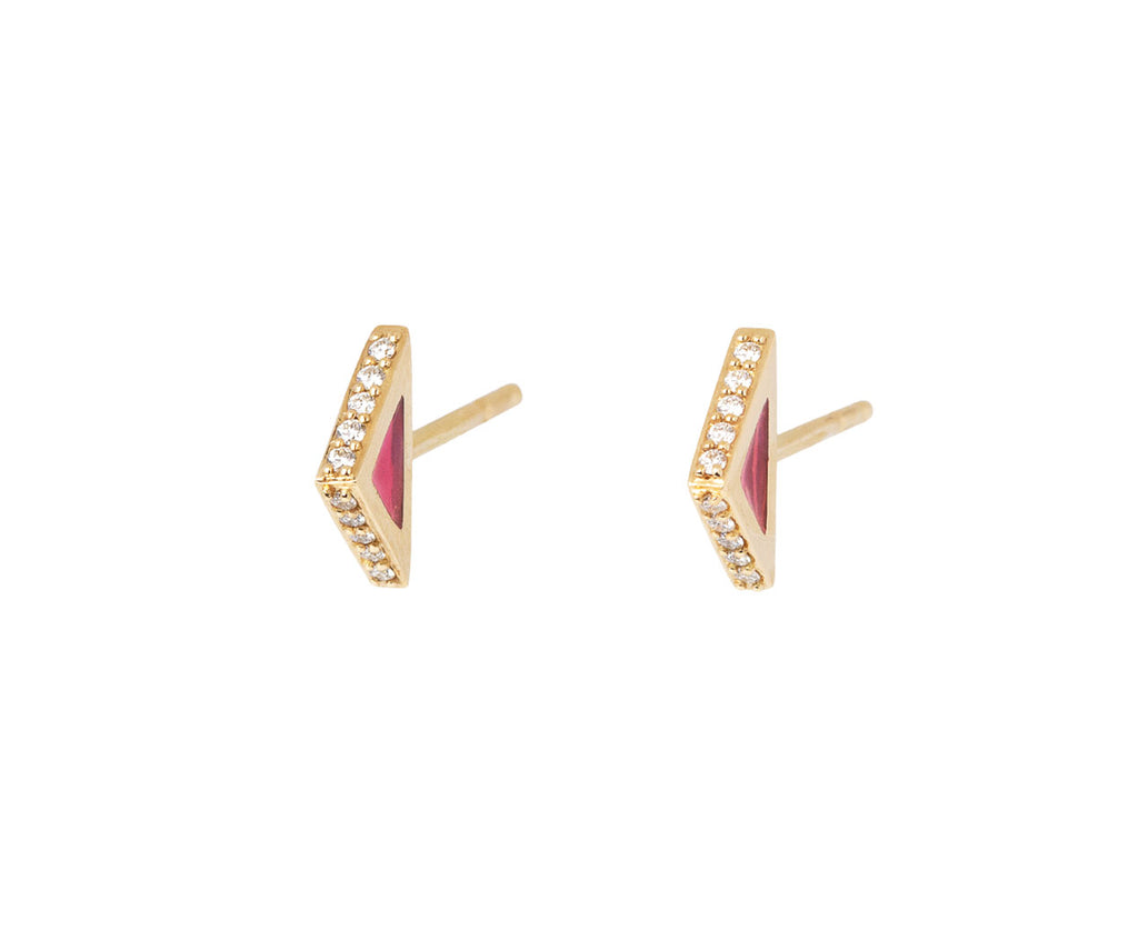 Ark Diamond and Pink Plique-à-jour Spark Studs