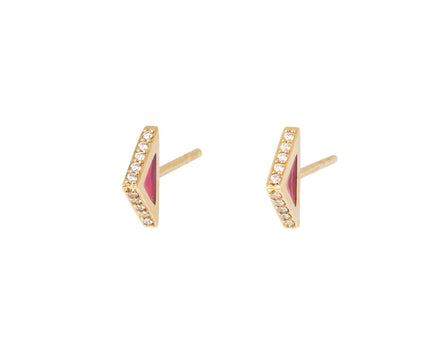 Ark Diamond and Pink Plique-à-jour Spark Studs