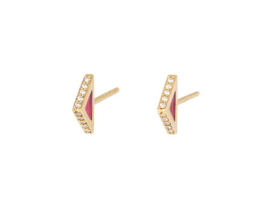 Ark Diamond and Pink Plique-à-jour Spark Studs