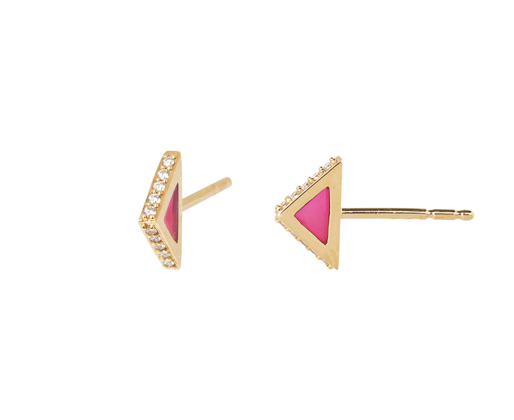 Ark Diamond and Pink Plique-à-jour Spark Studs Side