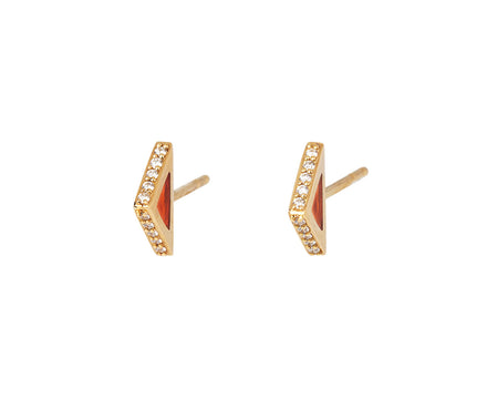 Ark Diamond and Orange Plique-à-jour Spark Studs Front Shot