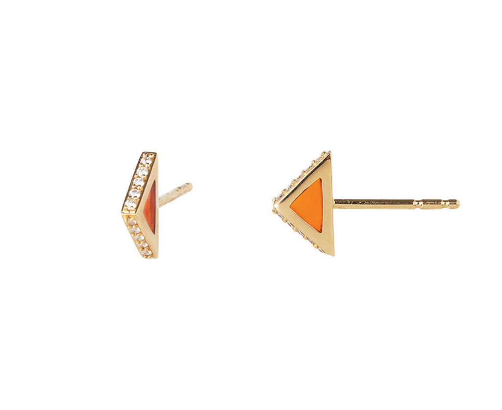 Ark Diamond and Orange Plique-à-jour Spark Studs Side Shot