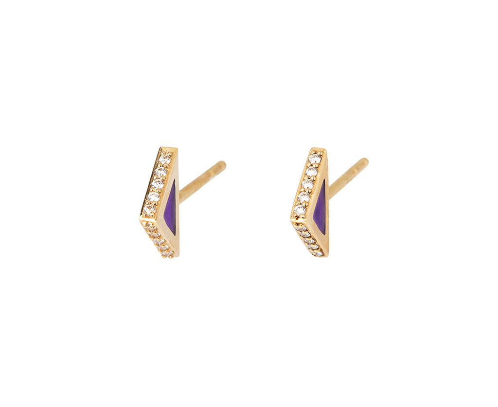 Ark Diamond and Purple Plique-à-jour Spark Studs Front