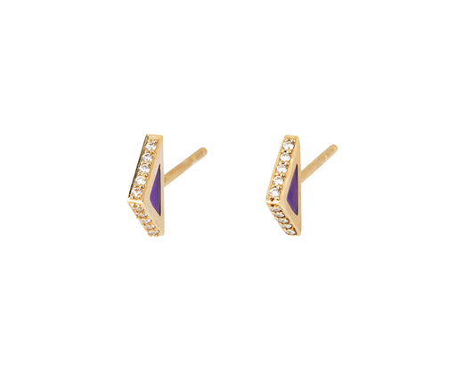 Ark Diamond and Purple Plique-à-jour Spark Studs Front
