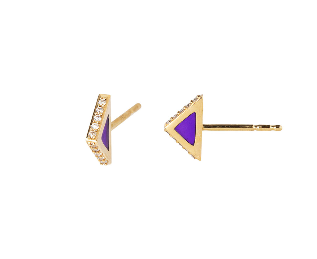 Ark Diamond and Purple Plique-à-jour Spark Studs Front Side