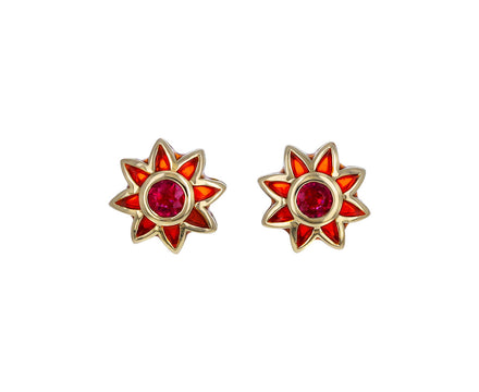 Pink and Orange Aura Bliss Stud Earrings