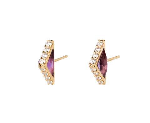 Ark Amethyst Diamond Spark Stud Earrings