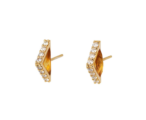 Ark Citrine Diamond Spark Stud Earrings