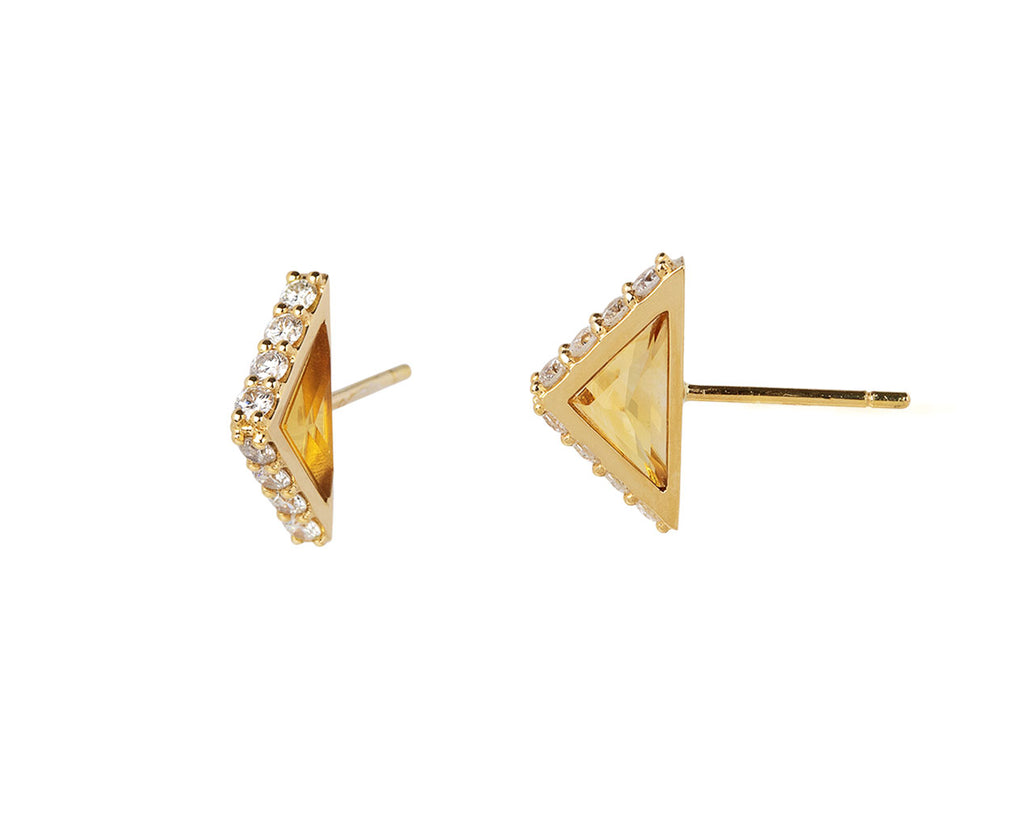 Ark Citrine Diamond Spark Stud Earrings Side