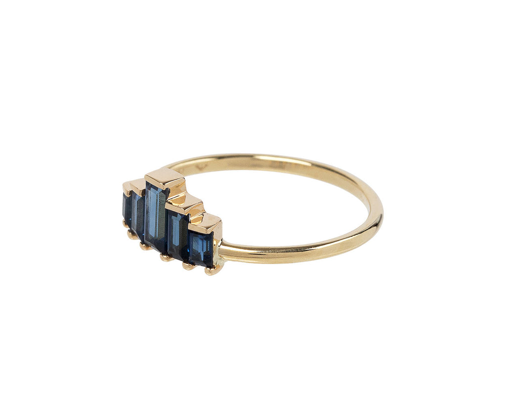 Artëmer Blue Sapphire Baguette Ring Side View