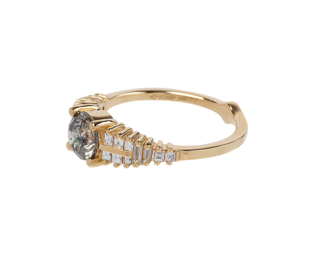 Artëmer Baguette and Snowy Diamond Solitaire Ring Side View