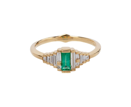 Artëmer Emerald and Baguette Diamond Ring
