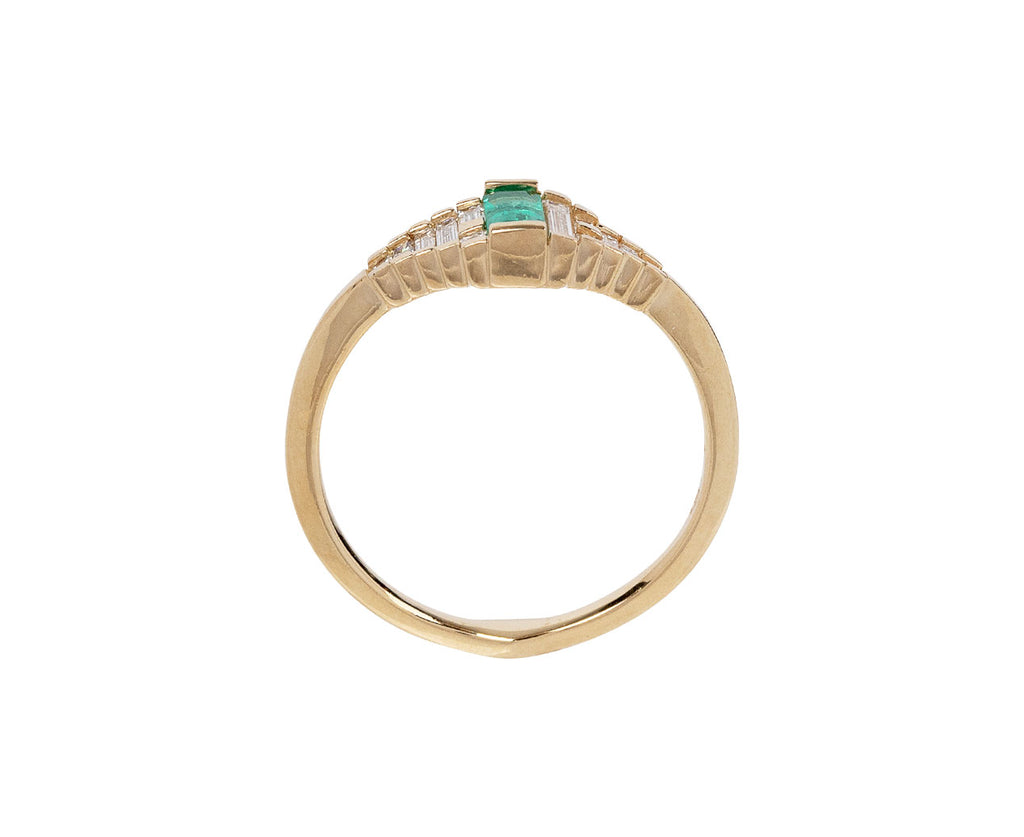 Artëmer Emerald and Baguette Diamond Ring Top