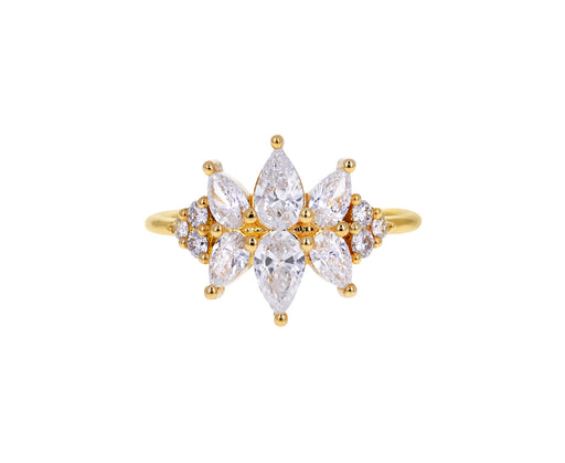 Flora Pear Diamond Cluster Ring