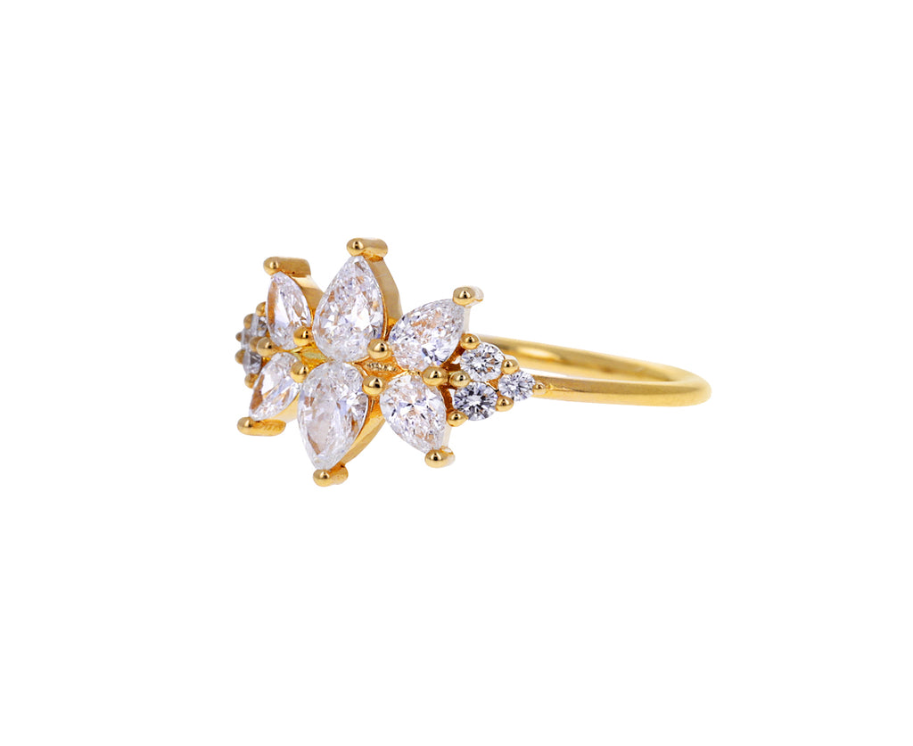 Flora Pear Diamond Cluster Ring