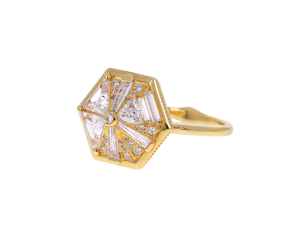 Baguette and Trillion Diamond Hexagon Ring