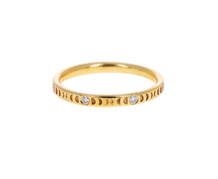 Diamond Moon Phase Wedding Band