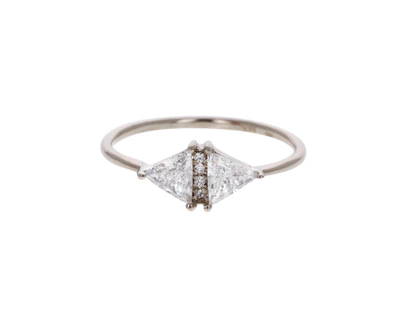 White Gold Vintage Diamond Triangle Ring