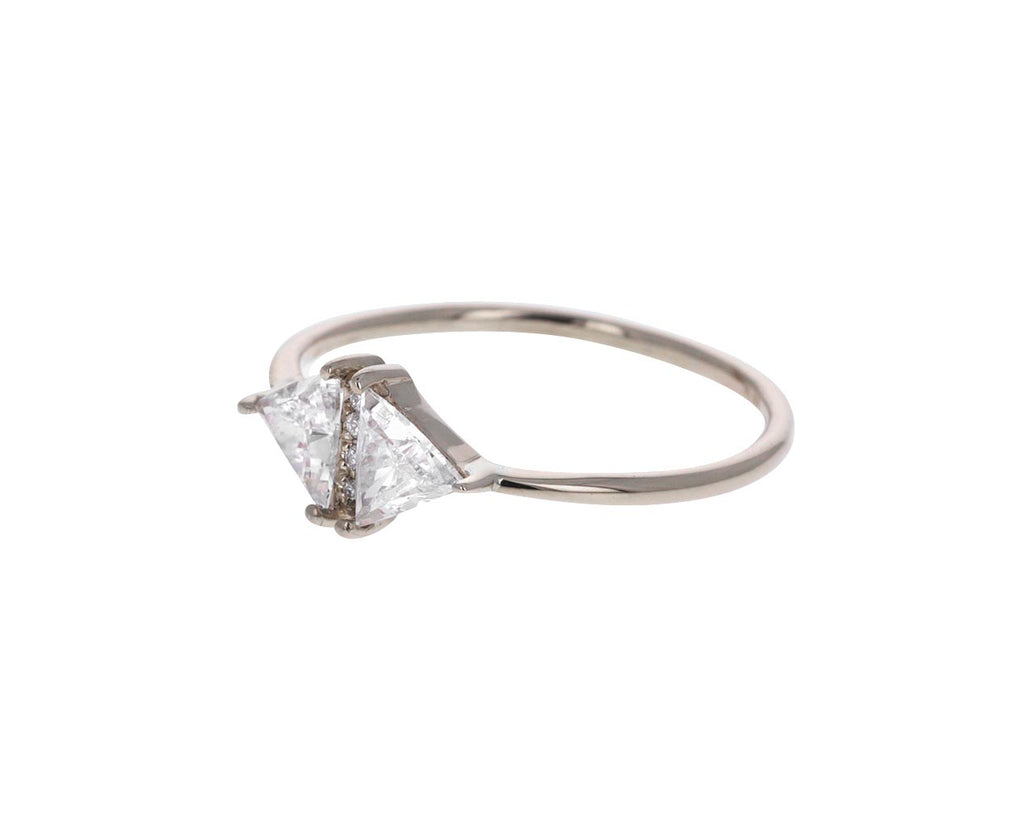 White Gold Vintage Diamond Triangle Ring