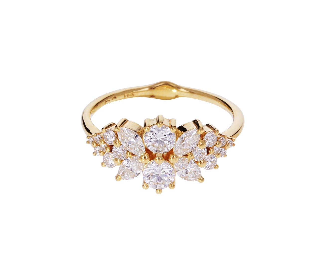 Diamond Cluster Engagement Ring Set - The Flora Ring Set