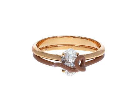 You're So Vine Taupe Enamel Oval Diamond Solitaire - TWISTonline 