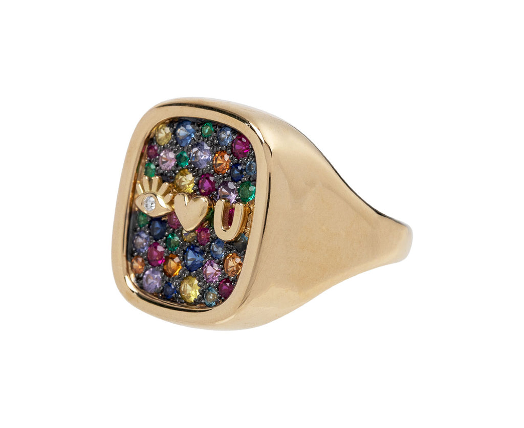 Brent Neale Rainbow Sapphire 'Eye Love U' Ring Side View