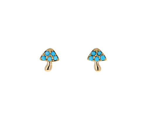 Turquoise Tiny Mushroom Studs