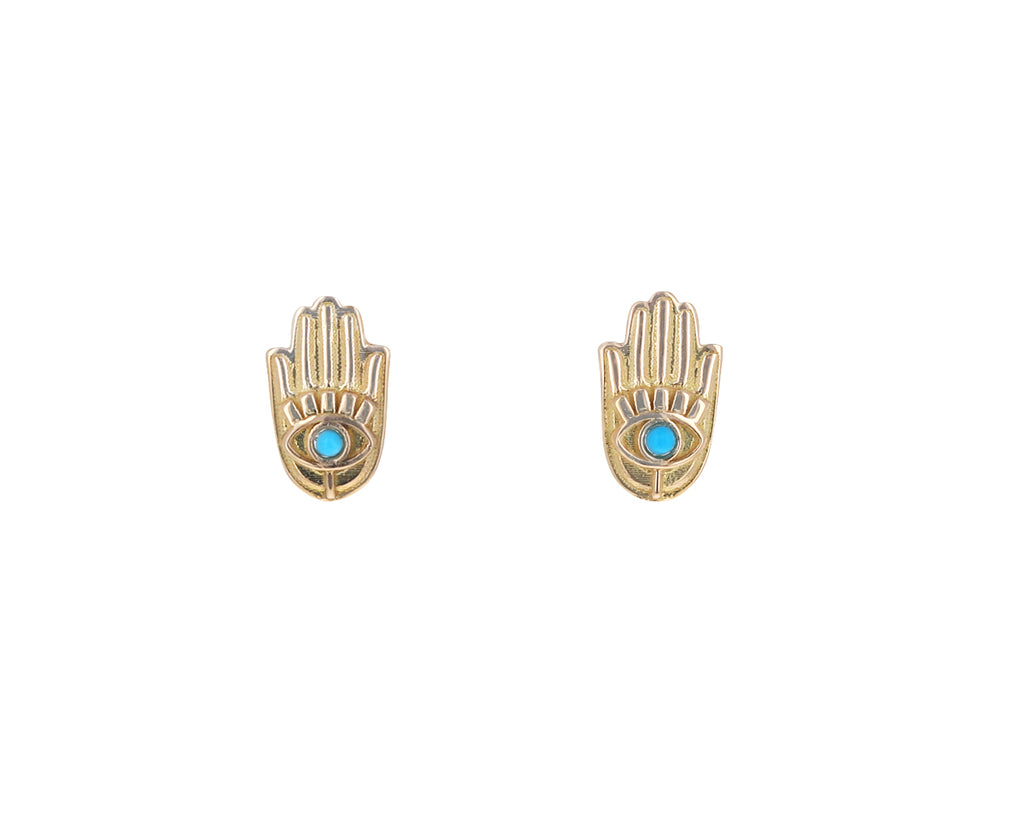 Turquoise Hamsa Hand Stud Earrings
