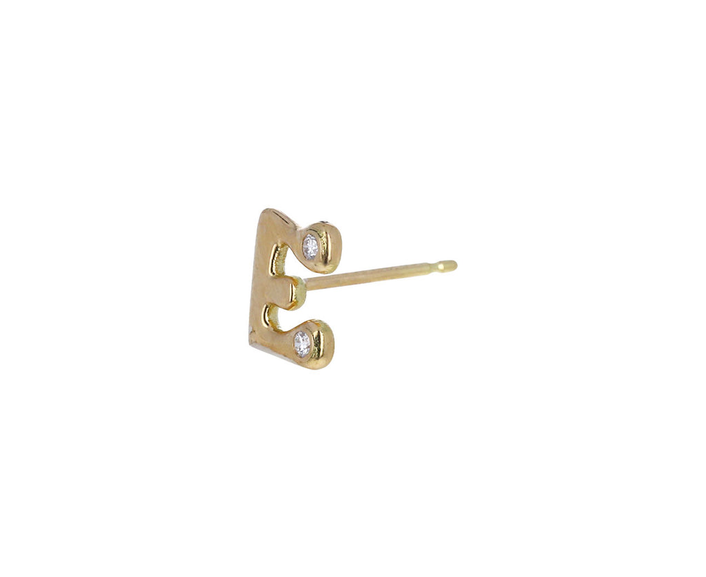 Diamond 'E' Bubble Letter SINGLE Stud Earring