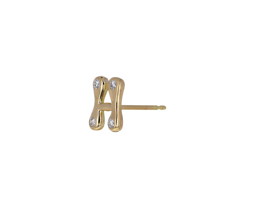 Diamond 'H' Bubble Letter SINGLE Stud Earring