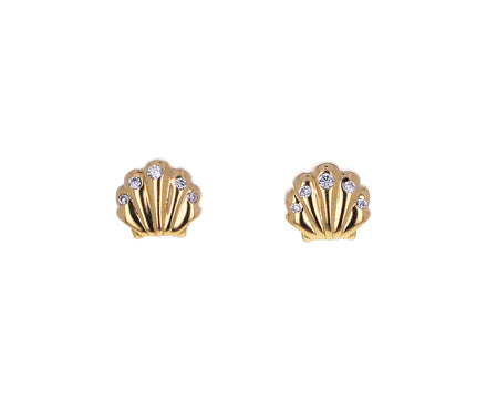 Diamond Tiny Seashell Stud Earrings