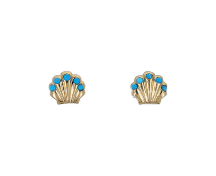 Turquoise Tiny Seashell Stud Earrings