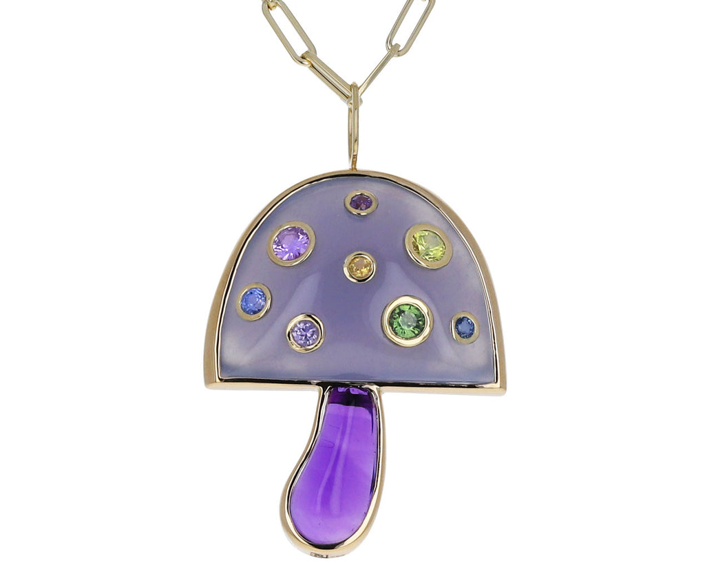 Blue Chalcedony, Amethyst and Pastel Sapphire Magic Mushroom Necklace