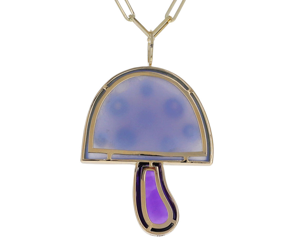 Blue Chalcedony, Amethyst and Pastel Sapphire Magic Mushroom Necklace