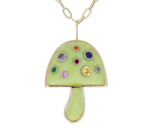 Brazilian Opal and Sapphire Magic Mushroom Necklace