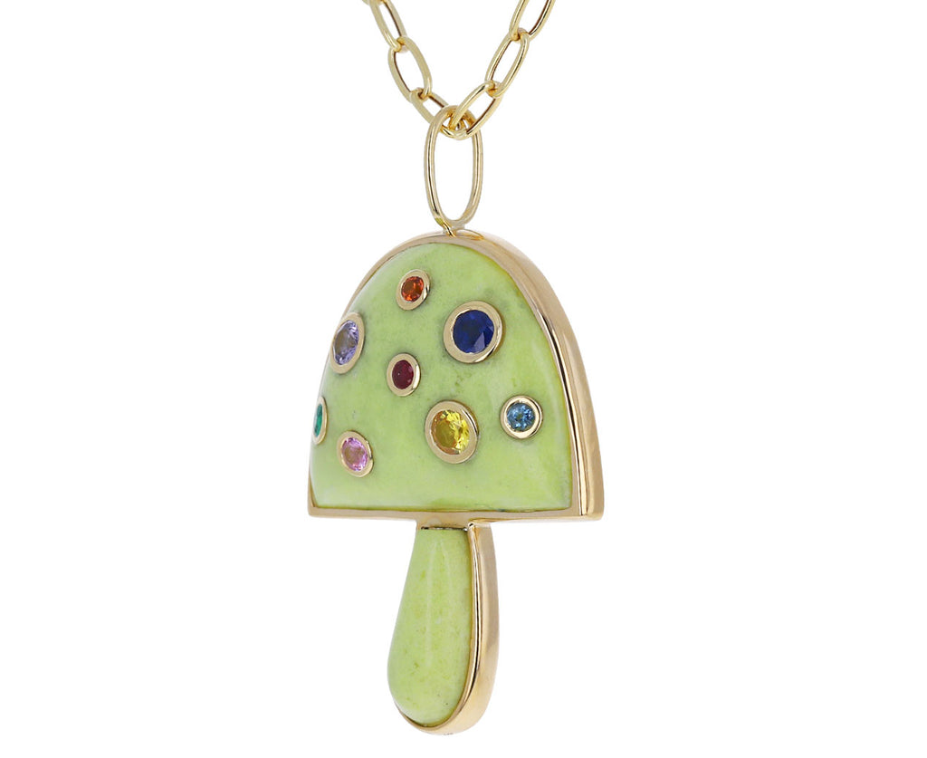 Brazilian Opal and Sapphire Magic Mushroom Necklace