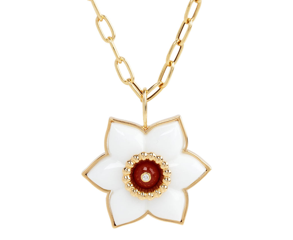 Brent Neale White Agate Daffodil Pendant Necklace